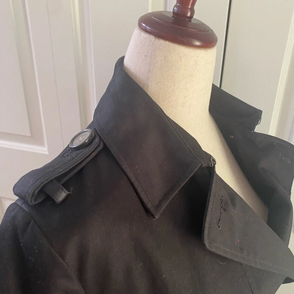 Sinclaire 10 Elegant Black Bow Trench Coat - Picture 6 of 10